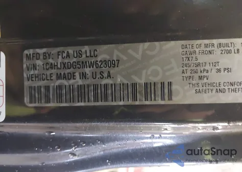 2021 Jeep Wrangler Unlimited Sport S 4X4 из США, поврежденный, VIN 1C4HJXDG5MW623097